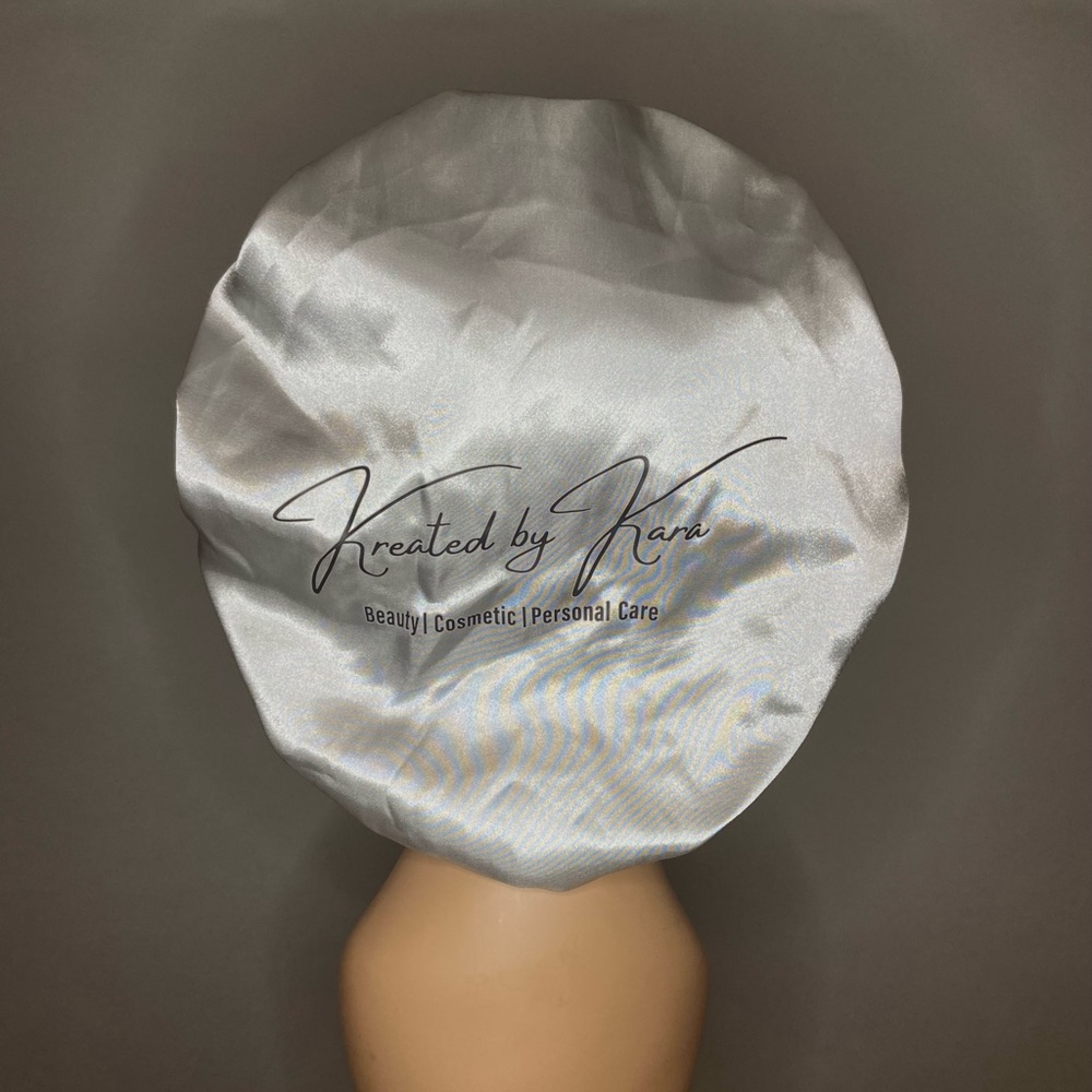 Kreated by Kara Silver Satin Bonnet, (NEW)